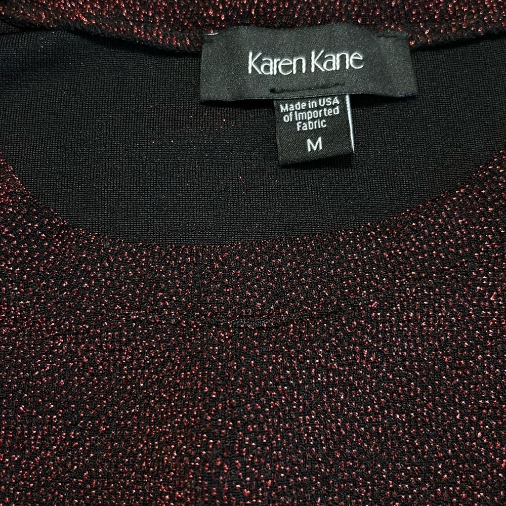 Red Black Sparkly Karen Kane Festive Holiday Top Size Medium M - Picture 4 of 4